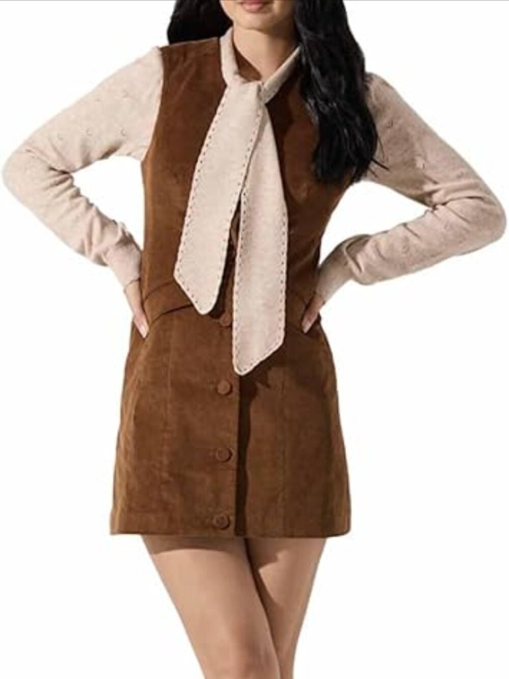 ASTR The Label Women's Brown Corduroy Gisselle Dress